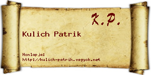 Kulich Patrik névjegykártya